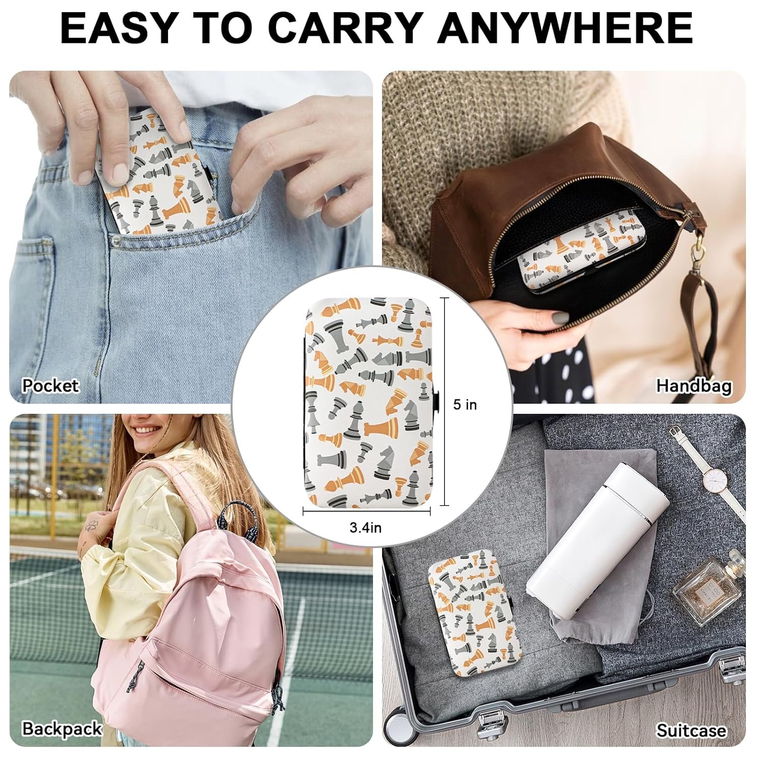 Manicure Set Nail Clippers Kit Professional Manicure Pedicure Care Tools 10pcs Stainless Steel Men Women Personal Care Grooming kit for Home Travel or Gift (Chess) - Image 8