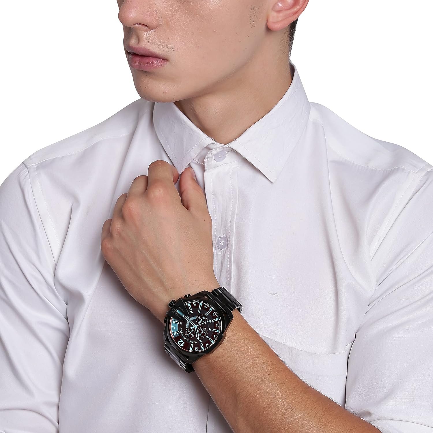 Diesel Mega Chief Stainless Steel Men's Watch with Analog or Digital Movement - Image 6