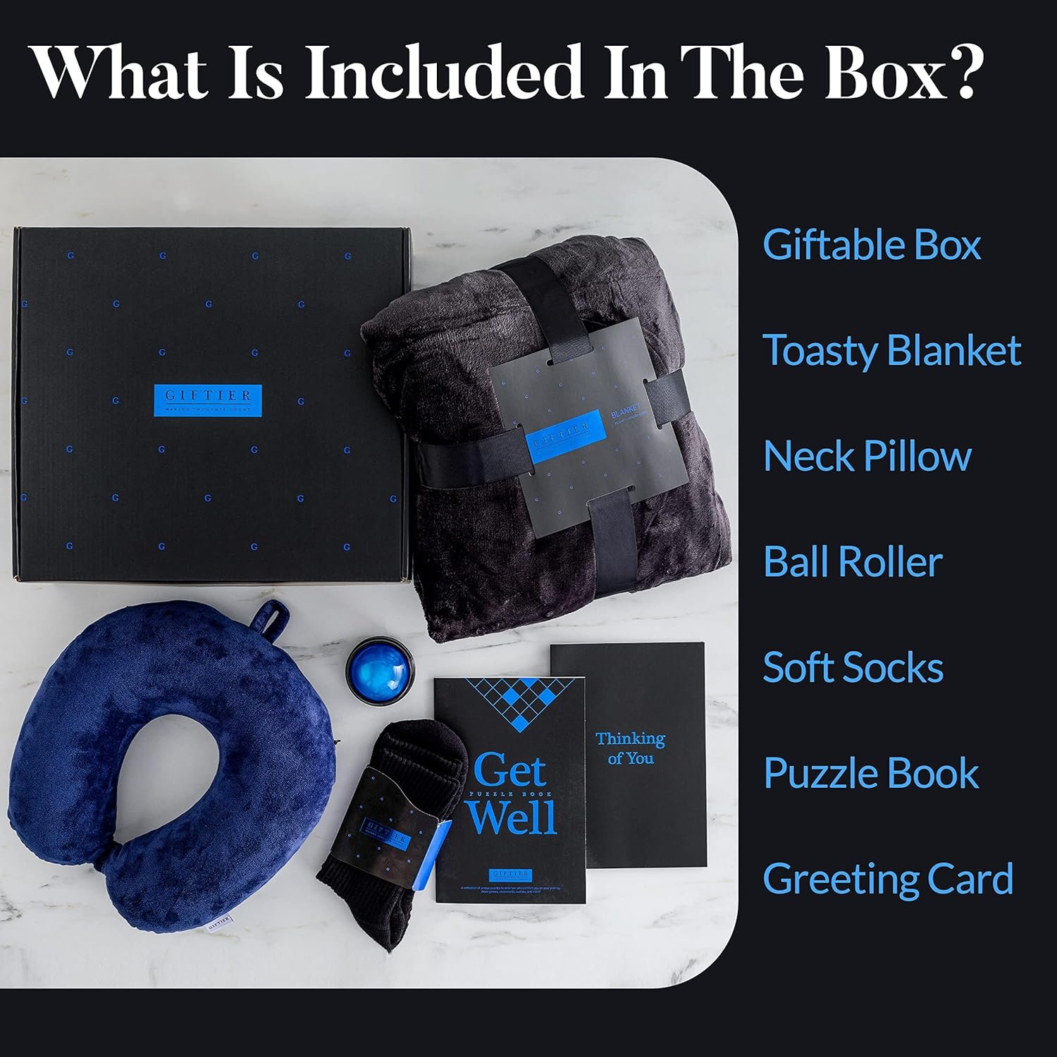Get Well Soon Gift Basket – Care Package for Men w/Memory Foam Pillow, Massage Roller, Plush Blanket, Socks, Puzzle Book, Greeting Card – Curated Get Well Gift Basket for Men After Surgery - Image 4