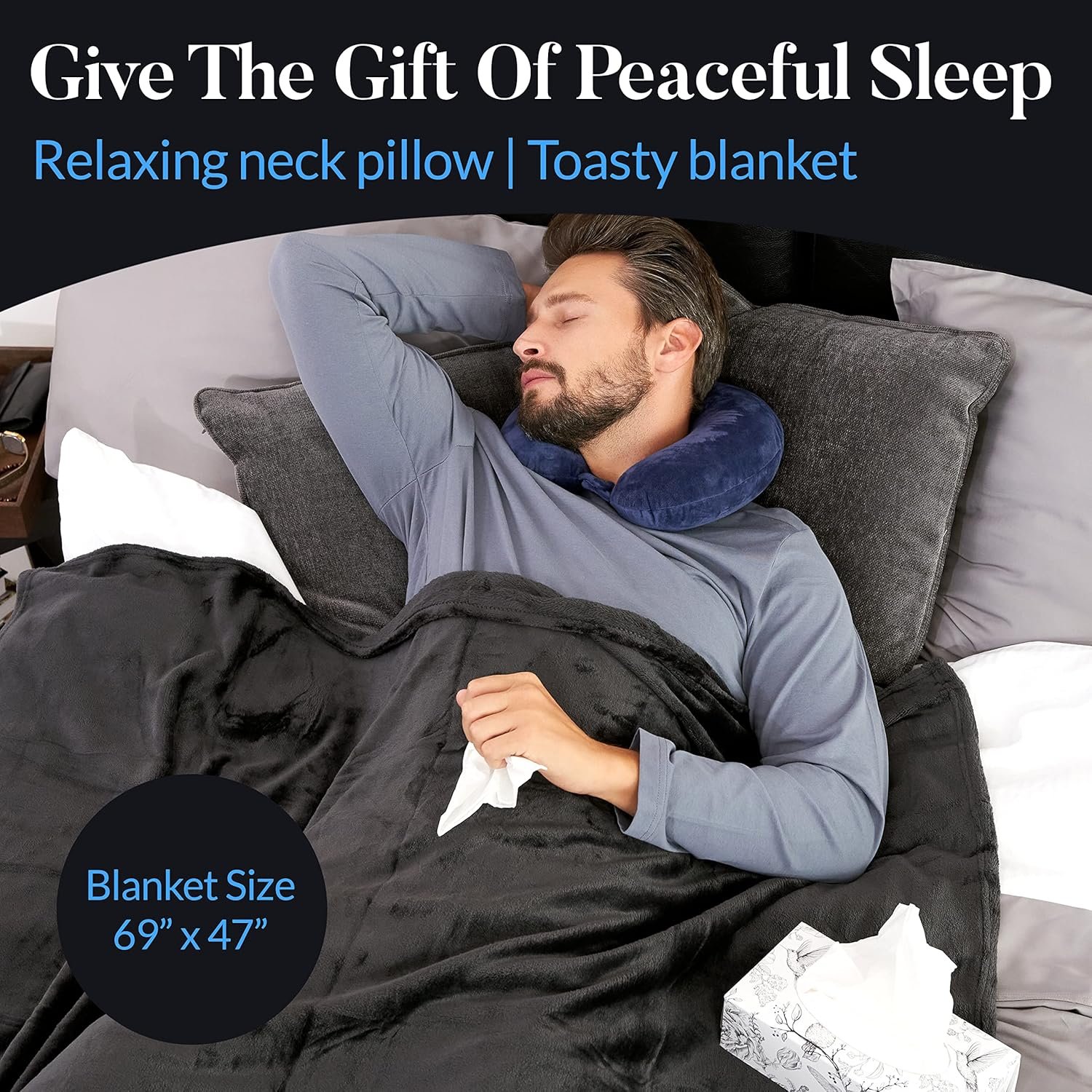 Get Well Soon Gift Basket – Care Package for Men w/Memory Foam Pillow, Massage Roller, Plush Blanket, Socks, Puzzle Book, Greeting Card – Curated Get Well Gift Basket for Men After Surgery - Image 6