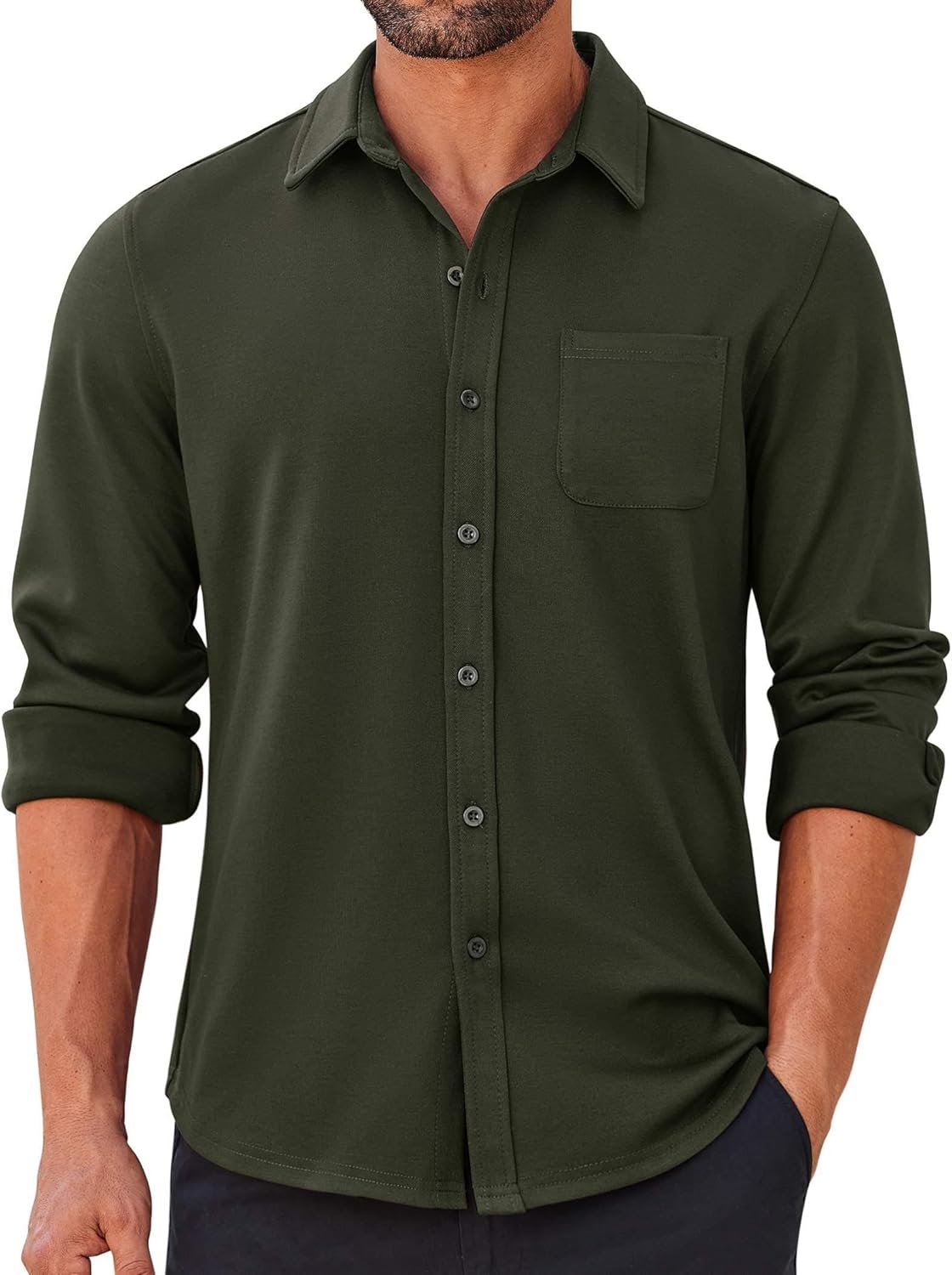 COOFANDY Mens Long Sleeve Wrinkle Free Shirts Casual Button Down Stretch Dress Shirt with Pocket - Image 2
