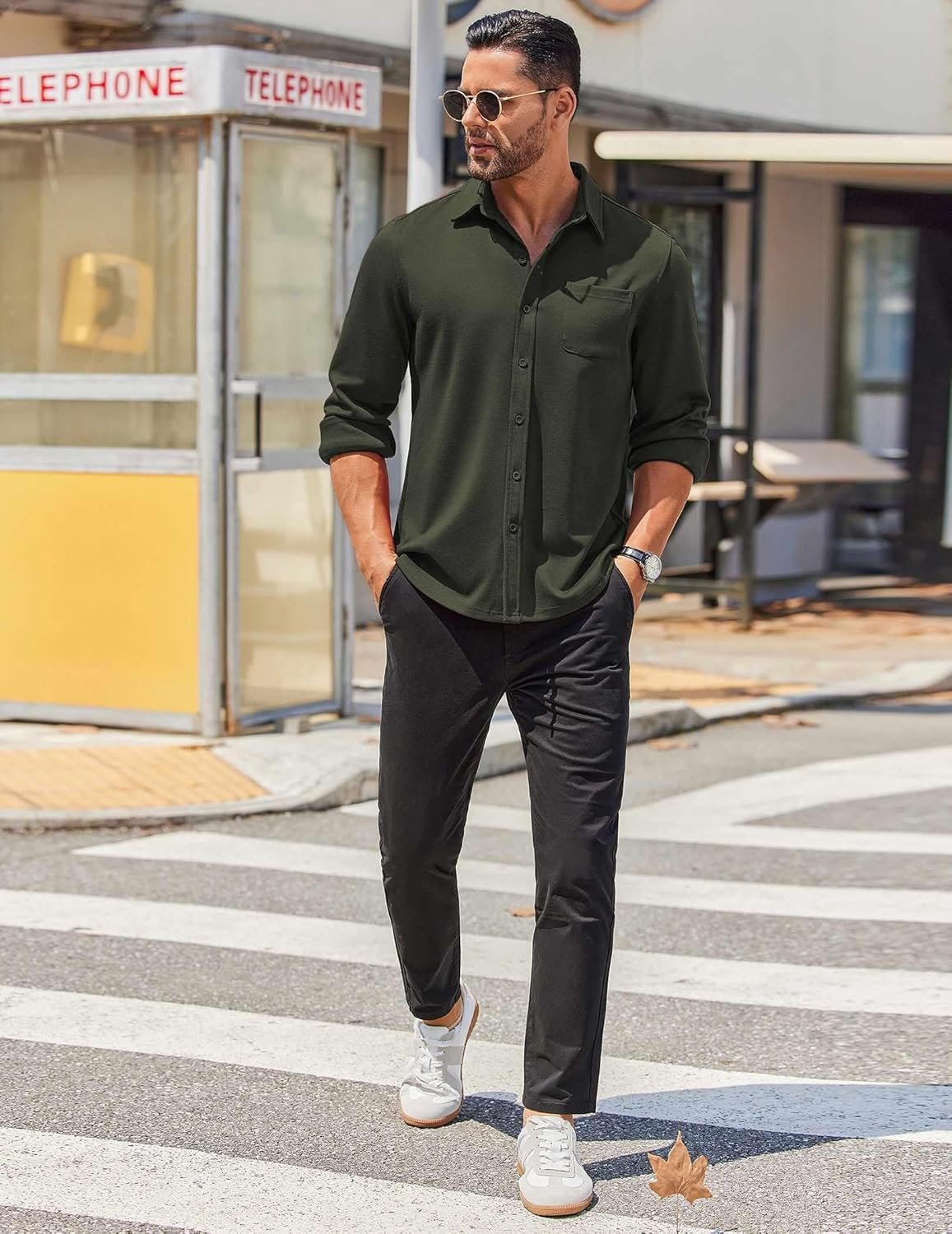 COOFANDY Mens Long Sleeve Wrinkle Free Shirts Casual Button Down Stretch Dress Shirt with Pocket - Image 4