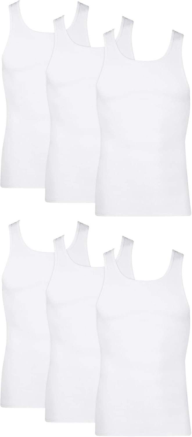Hanes Men's, Moisture-Wicking Ribbed, Lightweight Cotton Tank Undershirts, Multi-Pack - Image 2