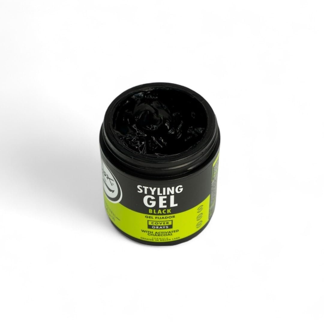 Rolda Black Styling Hair Gel - Medium To Strong Hold With Medium Shine For a Wet Slicked Back Look With All Day Hold - Activated Black Charcoal Covers Grey Hair Instantly 17.6oz (2PK) - Image 8