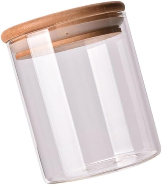 Unomor Clear Glass Storage Jar with Wooden Lid Airtight Canister for Loose Leaf Tea Coffee Beans Sugar and Salt Food Storage Container - Image 2