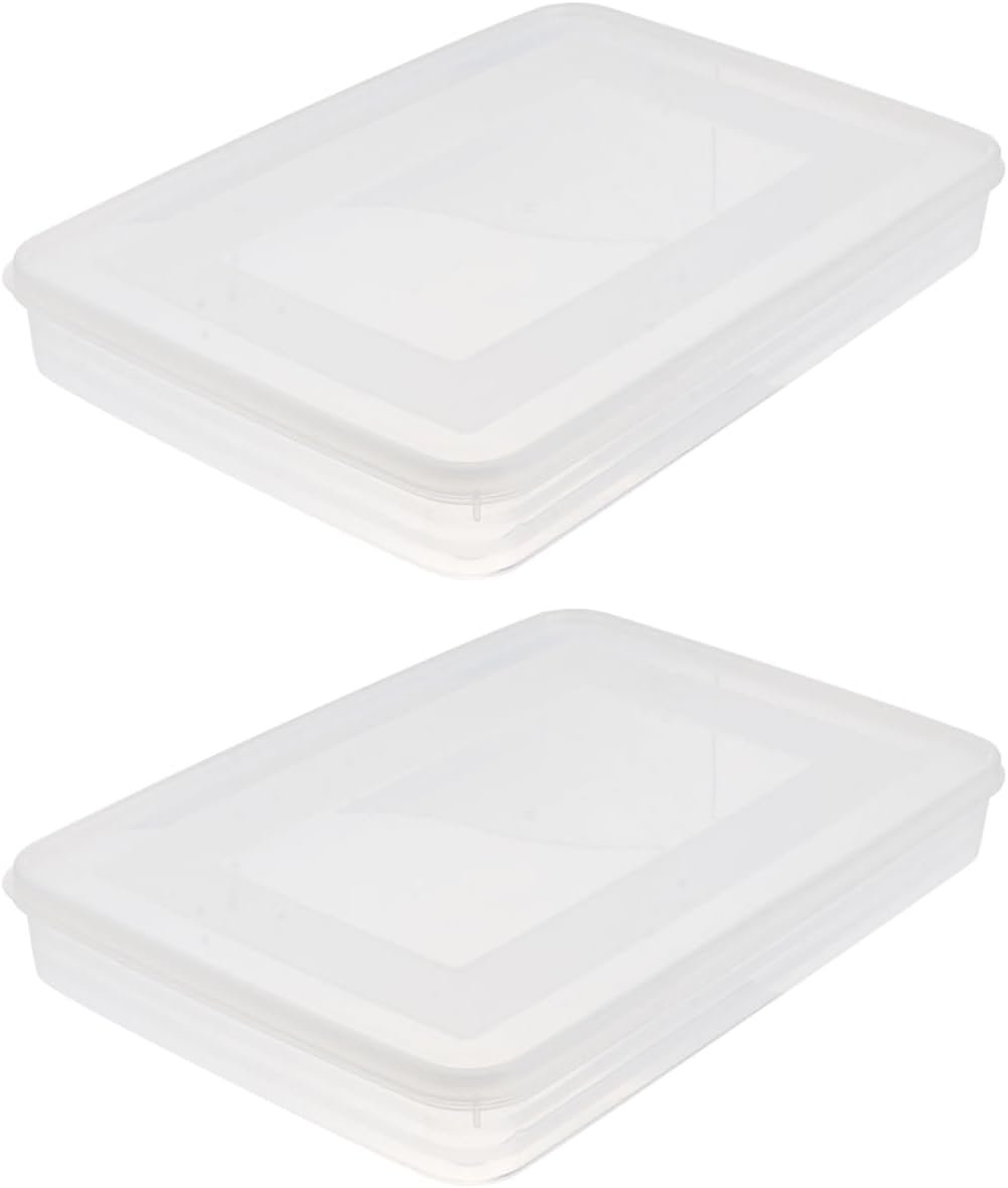 HOMSFOU 2pcs Dumpling Box Containers for Fridge Large Plastic Container Flat Storage Bins Stackable Food Storage Containers Refrigerator Box Dumpling Case Kitchen Supply Dumpling Tray - Image 2