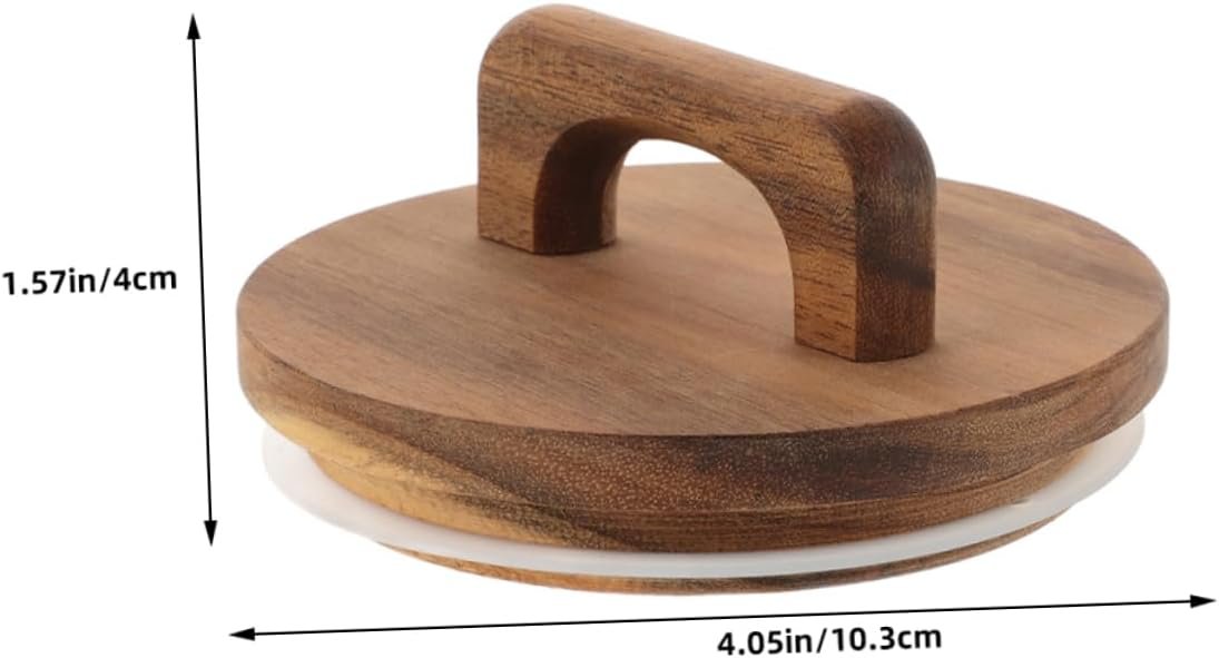 Zerodeko 2pcs Wooden Jar Lids with Silicone Seal Airtight Food Storage Lids for Glass Jars Acacia Wood with Handle for Crafts Kitchen Organization - Image 3