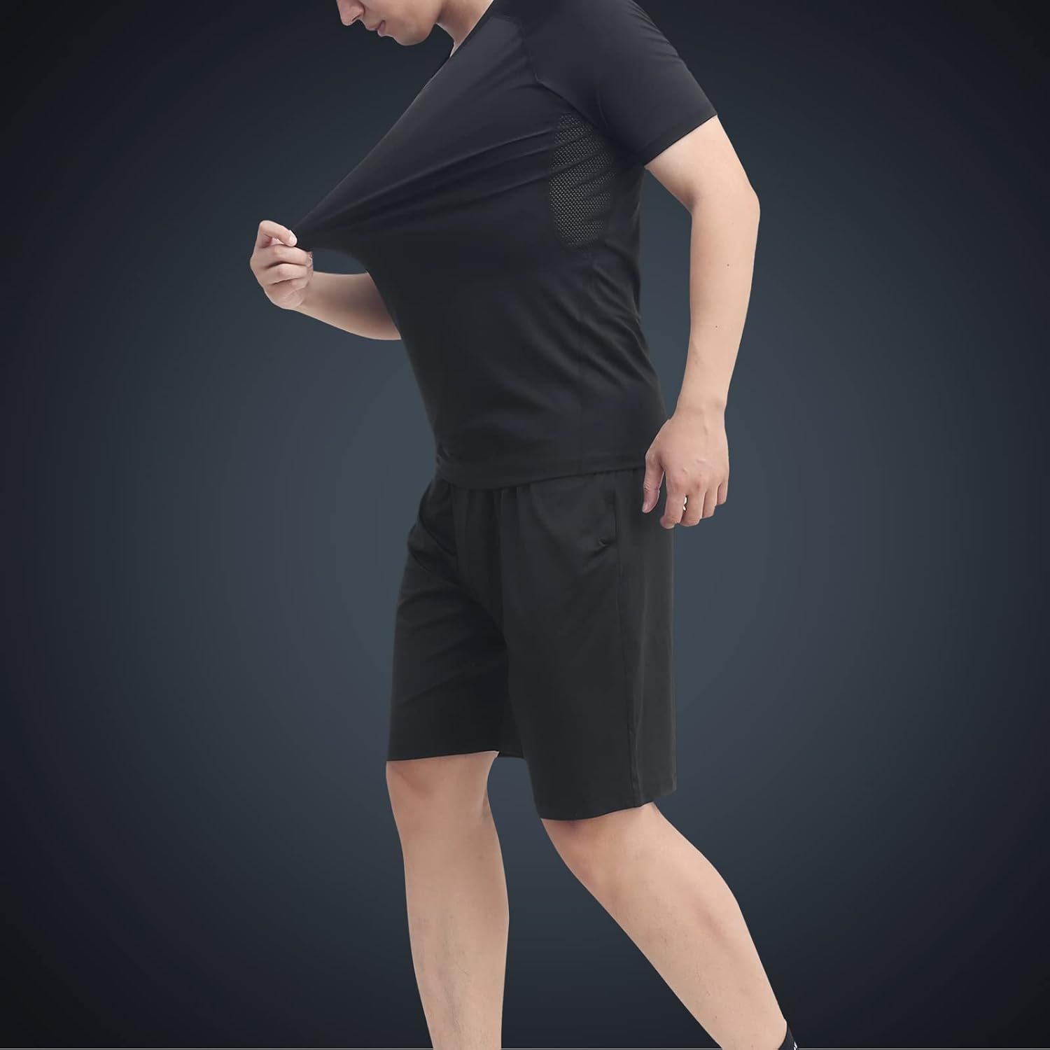 JULY'S SONG Men Compression Workout Set 5 PCS Dry Quick Shirt Pants Shorts Tights Jacket Clothes for Gym - Image 4