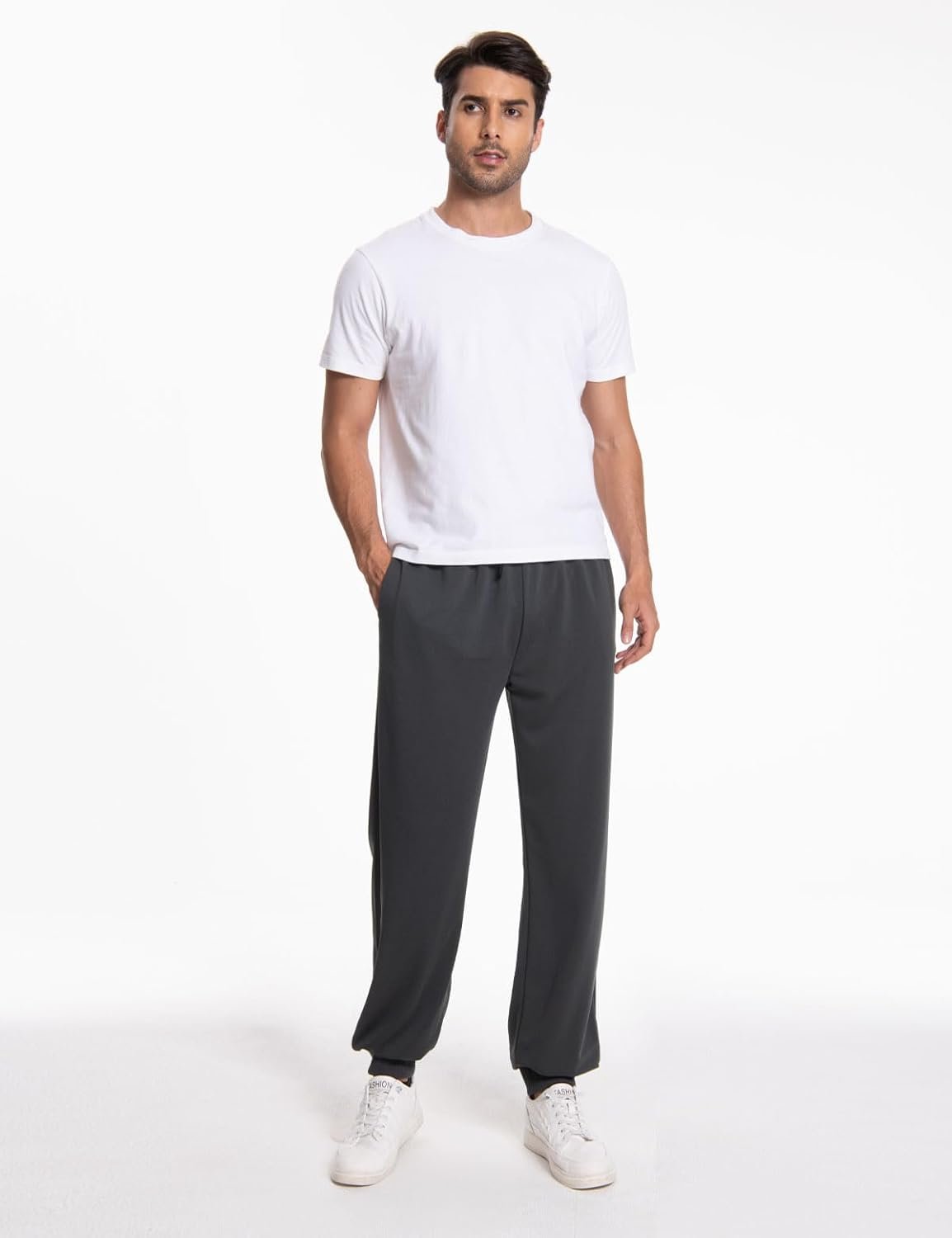 2 Pack Men's Casual Sweatpants Soft Fleece Active Athletic Workout Jogger Pants with Pocket and Drawstring - Image 3