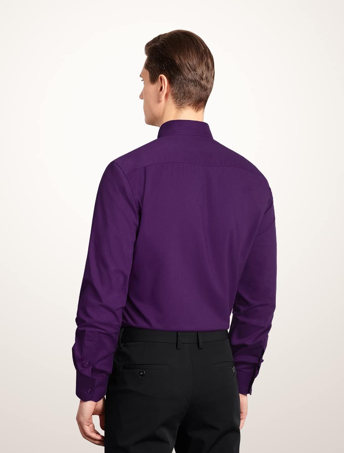 HISDERN Mens Dress Shirts Long Sleeve Button Down Shirts for Men Casual Solid Formal Business Regular Fit Shirt with Pocket - Image 6