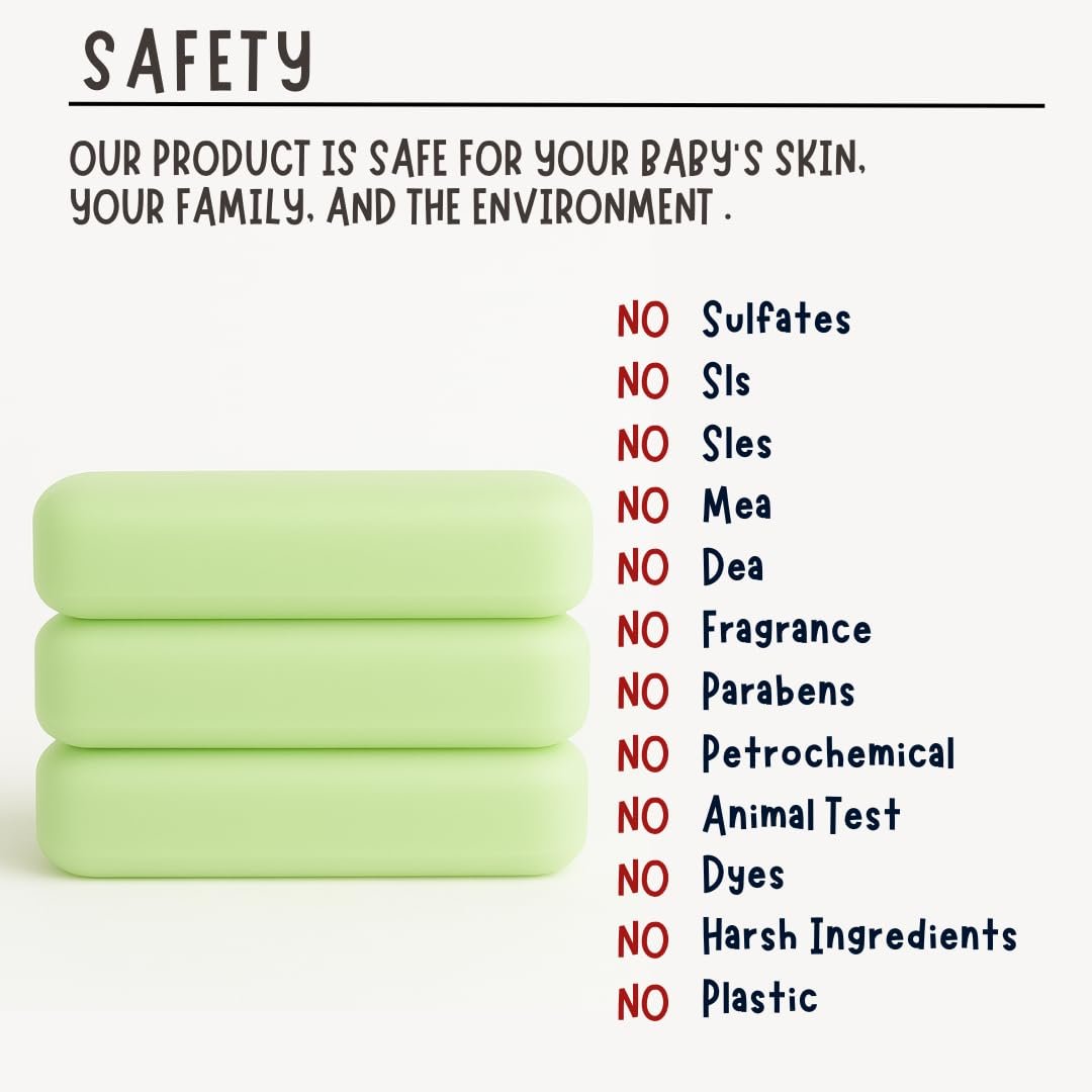 Hypoallergenic Organic Baby Soap Bar - Chamomile & Green Tea Oil - Gentle Cleansing Body Wash for Sensitive Skin | Babies, Toddlers, and Kids | 3-Pack - Image 8