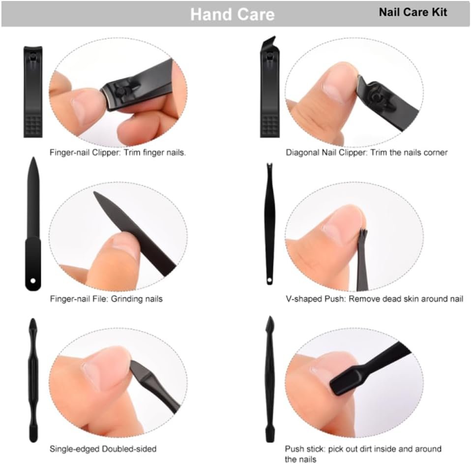 Stainless Steel Mens Manicure & Pedicure Kit (15 Pieces) - Professional Male Nail Care Grooming Set with Nail Care, Toenail Clippers, Scissor, Cuticle Trimmer & Luxurious Travel Case - Image 7