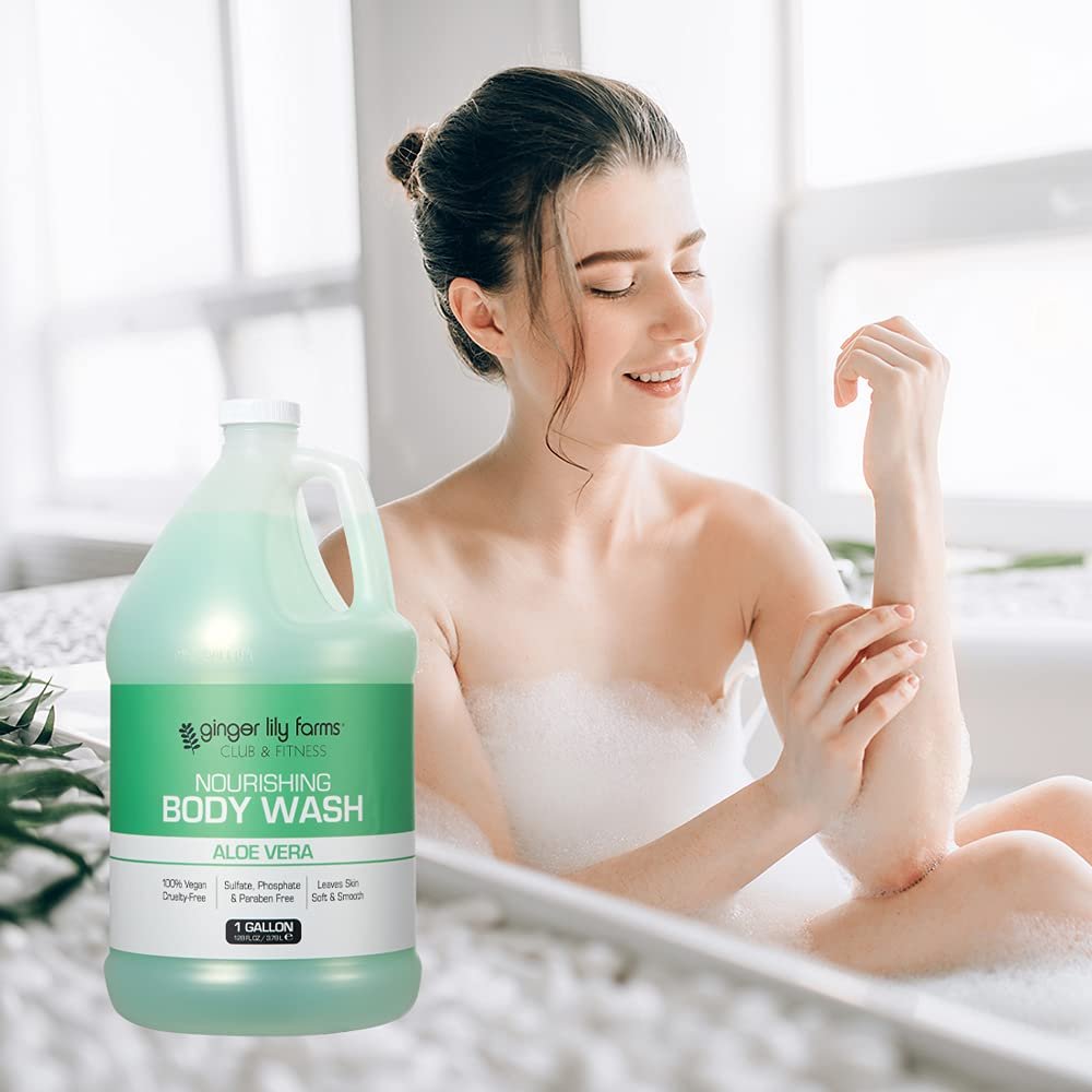 Ginger Lily Farms Club & Fitness Nourishing Body Wash, 100% Vegan & Cruelty-Free, Bath & Shower Gel for Men and Women, Aloe Vera Scent, 1 Gallon (128 fl. oz.) Refill - Image 7