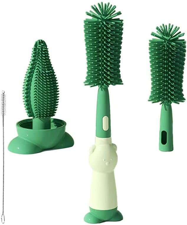 Silicone Bottle Brush Kit, 3-in-1 Multipurpose Cleaning Kit, Detachable and Assembly Design, with Cup Brush and Nipple Brush for Better Cleaning of Baby Bottles. - Image 2