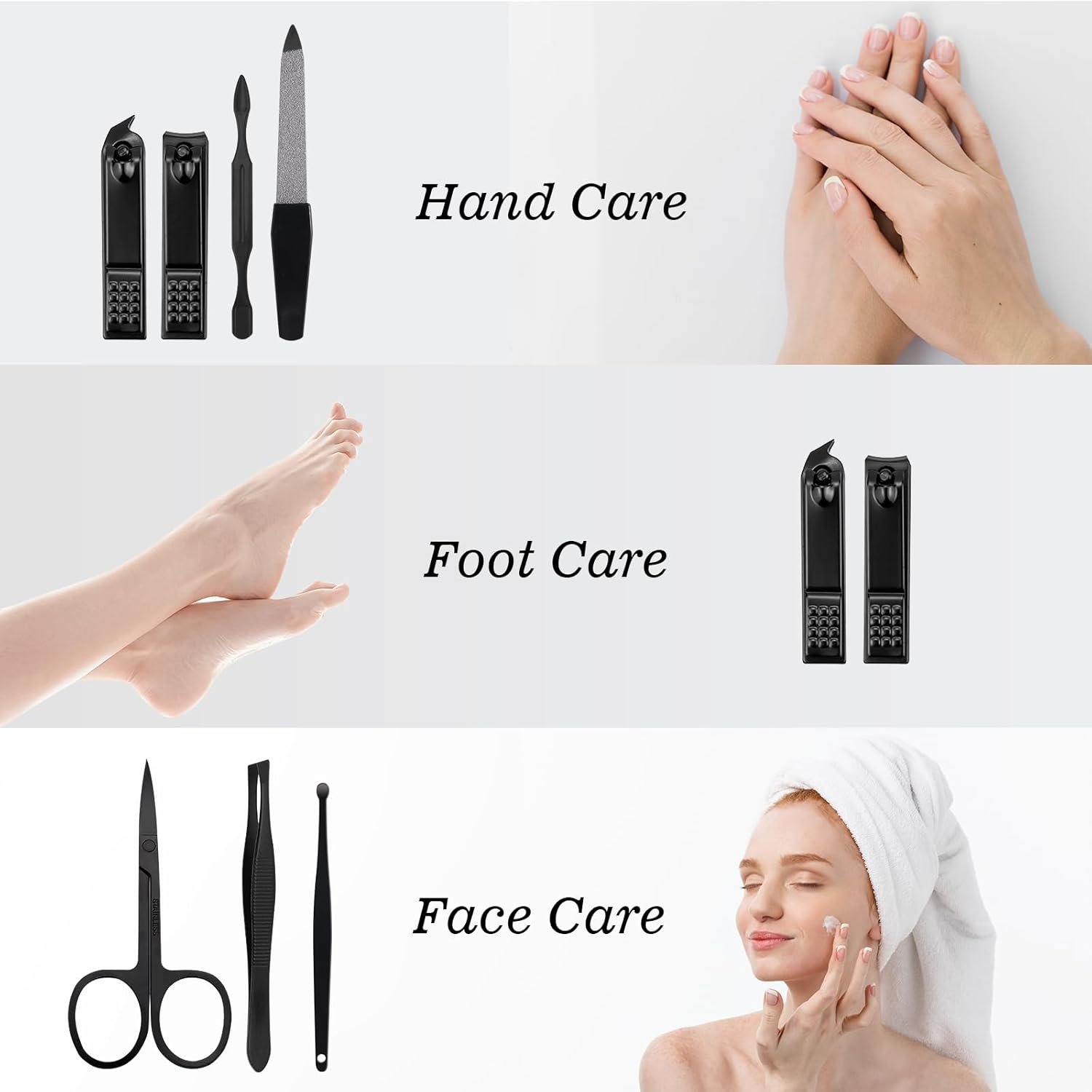 Manicure Pedicure Set Personal Care Nail Clipper Kit 7 PCS Manicure and Pedicure Kit Nail Care Kit for Men Suitable for Travel(Black) Present for Men Husband Boyfriend Parent - Image 3