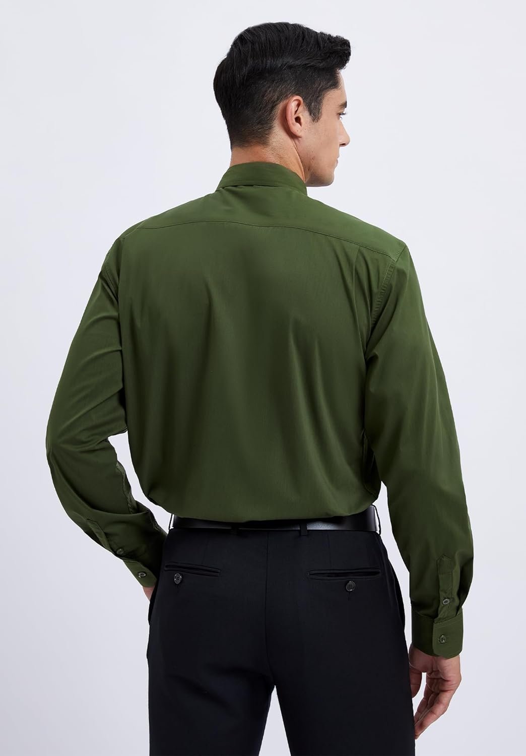 HISDERN Mens Dress Shirt with Tie Pocket Square Set Classic Button Down Shirt Matching Tie Long Sleeve Shirts - Image 8