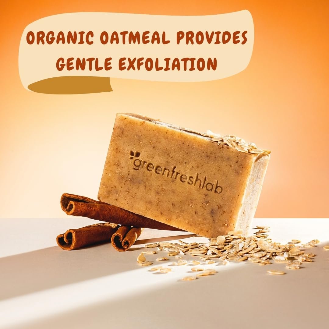 Clove & Cinnamon Exfoliating Soap Bar, Moisturazing and Gentle Cleansing Scrub for Men or Women with Organic Oatmeal, Vegan, All-Natural, Organic Oils, Vegan & Chemical-Free, 4 oz - Image 4