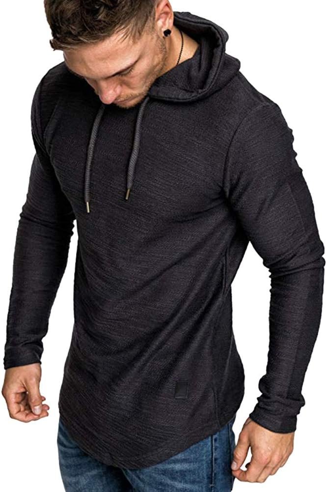 Lexiart Mens Fashion Athletic Hoodies Sport Sweatshirt Solid Color Fleece Pullover - Image 2