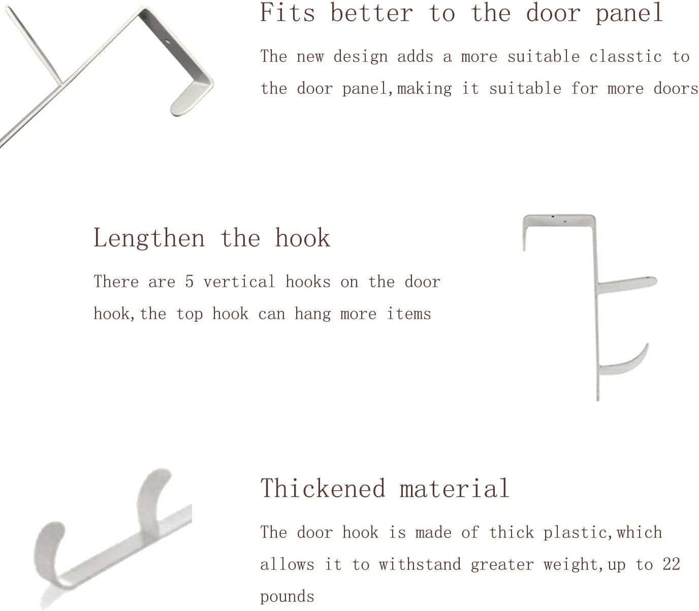 2 Packs Over The Door Hooks, White Hat Rack for Door Hanging with 5 Hooks, Metal Over The Door Vertical Hooks for Coats, Hats, Robes, Shirts, Belts, Bags, Towels (Black) - Image 4