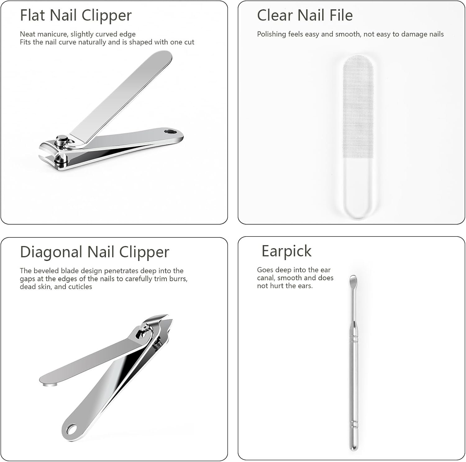 Manicure Set for Men & Women, 5 Piece Nail Care Kit, Portable Nail Clippers for Travel Stainless Steel Nail Tools with Red Case Suitable for Home, Office, Outdoor Travel Kit - Image 5