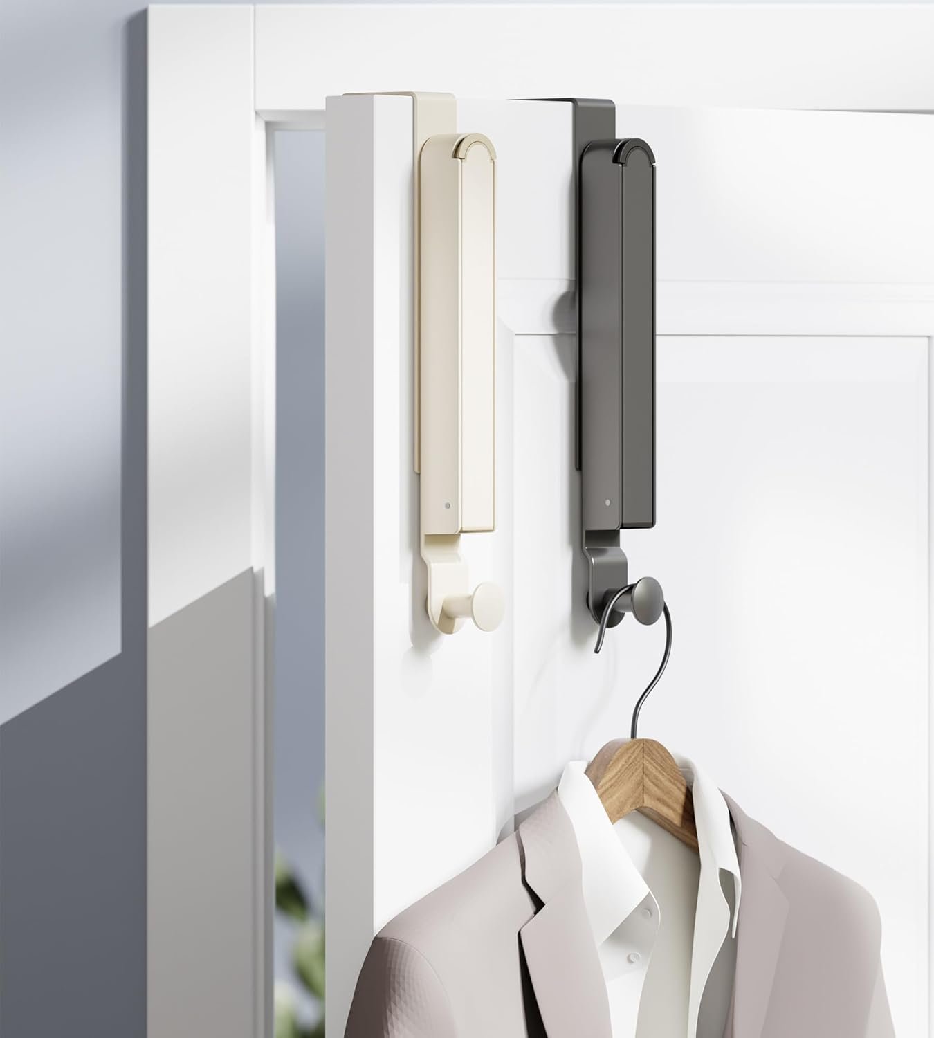 KitchLife Over Door Drying Rack, Foldable Hook Portable Space Saving Hanger for 1 3/8" Doors for Laundry Bathroom Bedroom Clothes Coat Towel Rack, Travel & Home Use, Space Grey - Image 10