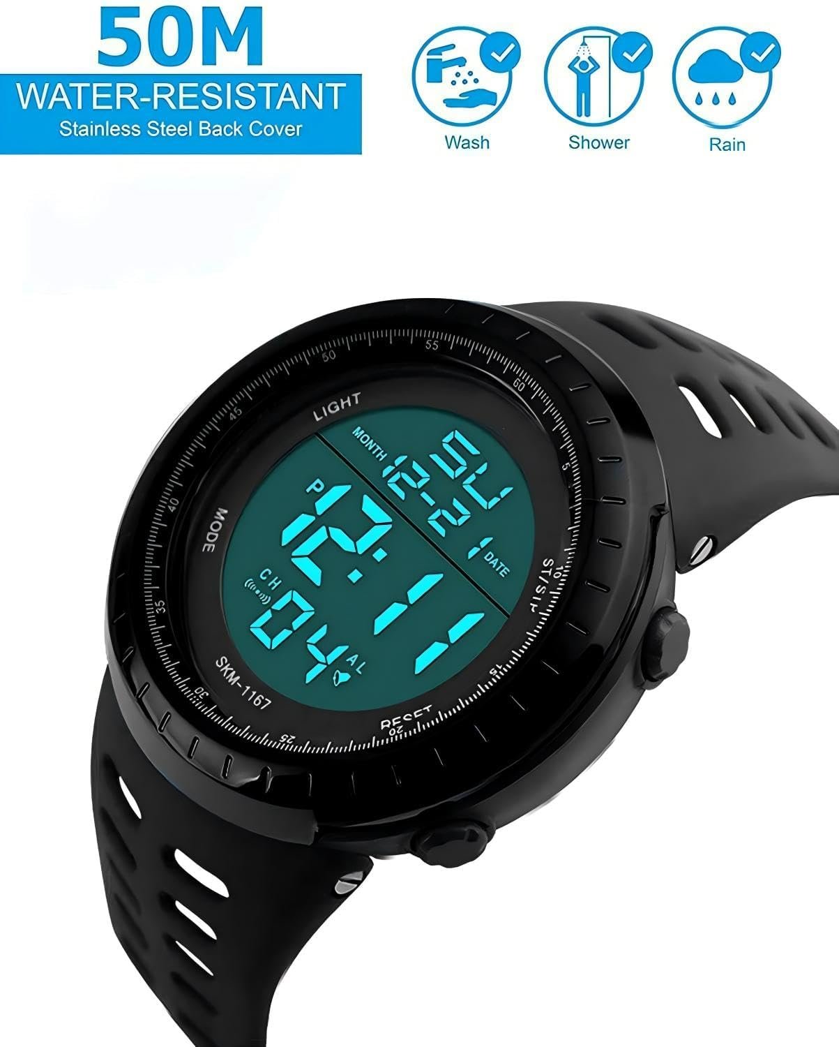 LYMFHCH Men's Digital Watch, Sports Waterproof Military Watches for Men LED Casual Stopwatch Alarm Tactical Army Watch - Image 3