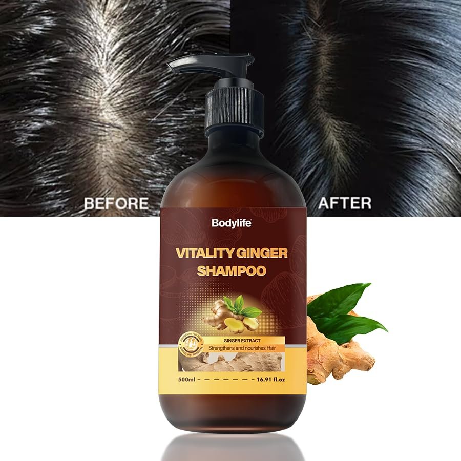 Ginger Shampoo for Dandruff Hair, Anti-Dandruff Treatment - Itchy Dry Scalp Care Shampoo Ginger Extract Oil Strengthen Hair Formula, for Men and Women 16.91oz - Image 9