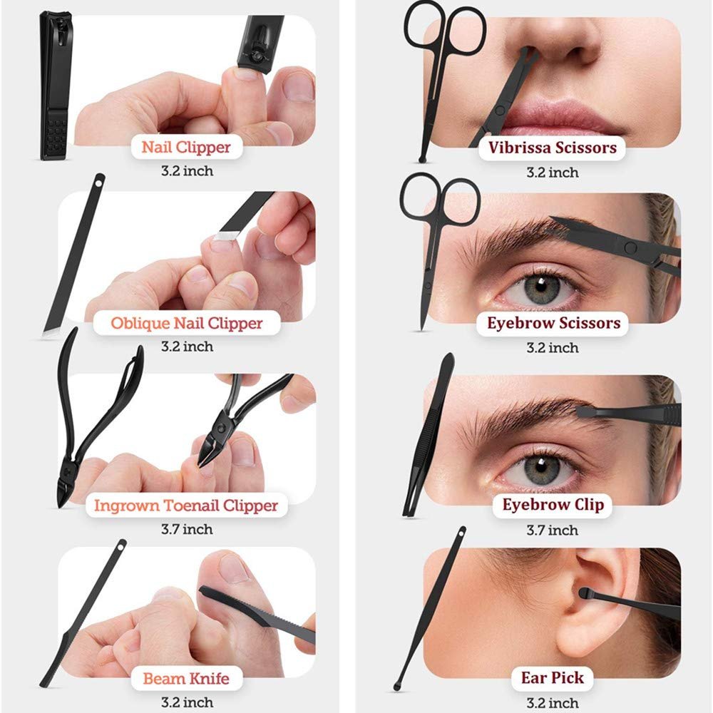 Manicure Set Men, Manicure Set Professional 18 Pcs Mens Grooming Kits Aceoce Stainless Steel Nail Care Tools with Luxurious Travel Case Pedicure Kit Gifts - Image 8