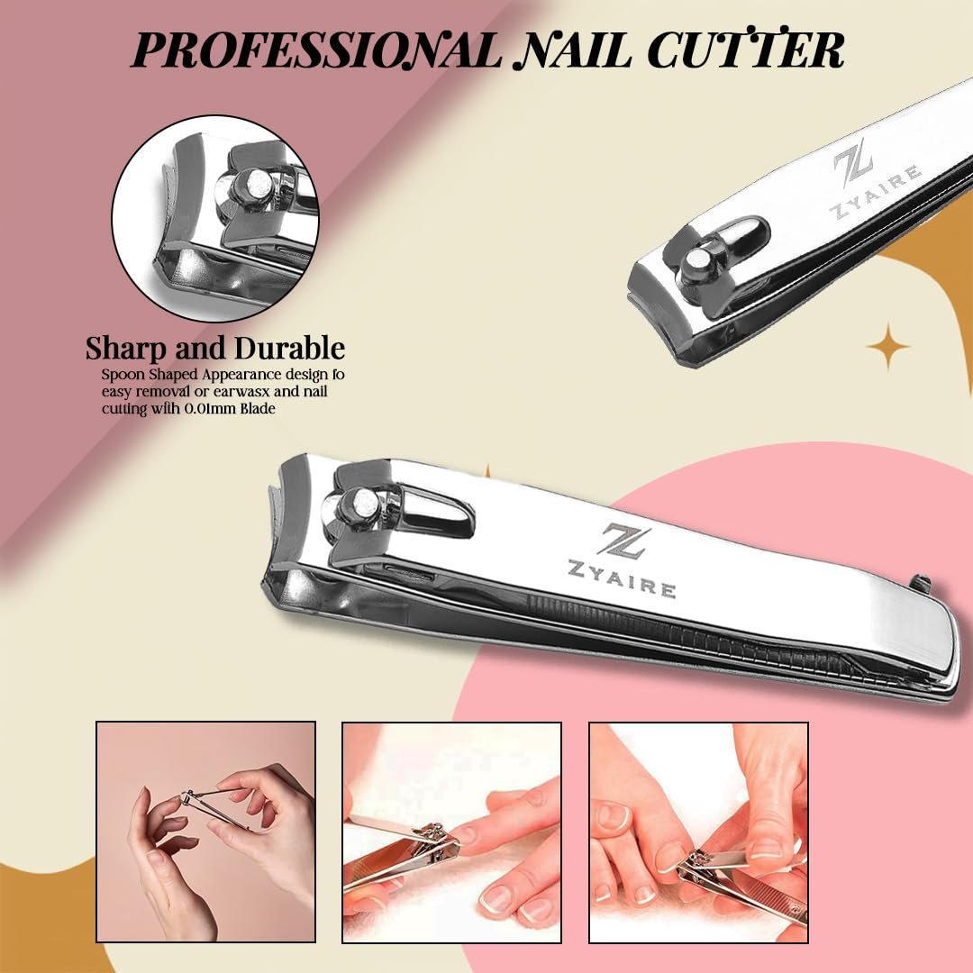 Manicure Pedicure Set - 10-in-1 Stainless Steel Grooming Kit, Personal Care Tools, Nail Nipper, Cuticle Cutter, Scissors, Tweezers, Blackhead Remover, Nail File & Case (Black) - Image 5