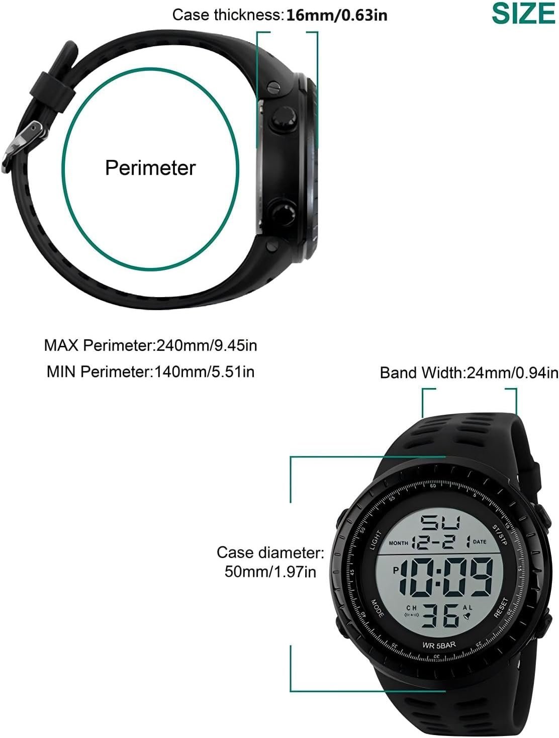 LYMFHCH Men's Digital Watch, Sports Waterproof Military Watches for Men LED Casual Stopwatch Alarm Tactical Army Watch - Image 4