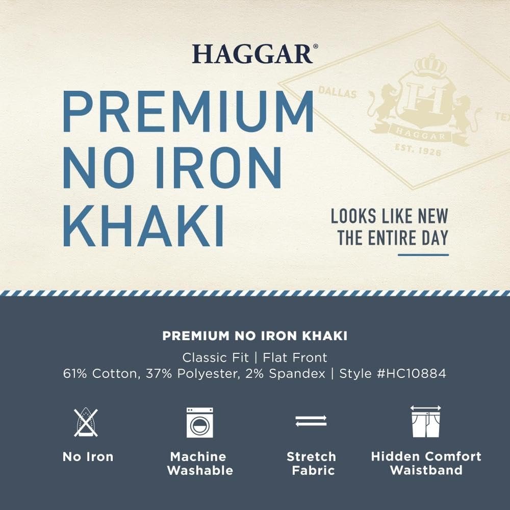 Haggar Men's Premium No Iron Khaki Classic Fit Flat Front Casual Pant (Regular and Big & Tall Sizes) - Image 6