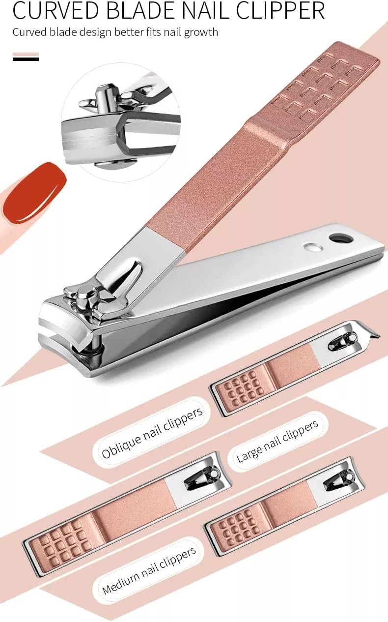 Manicure Set Professional Nail Clippers Pedicure Kit, 18 pcs Stainless Steel Nail Care Tools Grooming Kit with Luxurious Travel Leather Case for Thick Nails Men Women Gift (Rose Gold) - Image 4