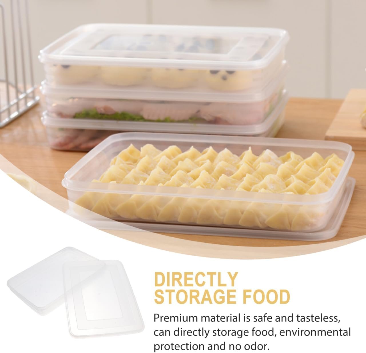 HOMSFOU 2pcs Dumpling Box Containers for Fridge Large Plastic Container Flat Storage Bins Stackable Food Storage Containers Refrigerator Box Dumpling Case Kitchen Supply Dumpling Tray - Image 7