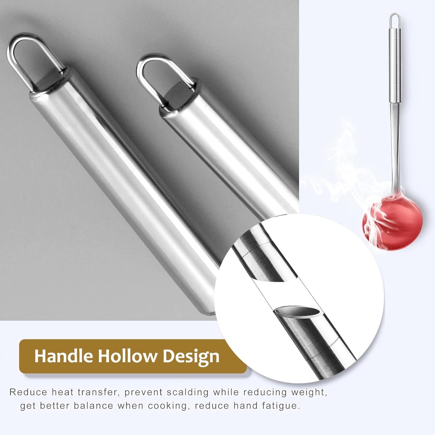 Stainless Steel Kitchen Utensils Set, 6 PCS Metal Cooking Utensils Set for Cooking, Heat Resistant Spatula Set Kitchen Tool Set with Turners, Serving Spoon, Ladle, Skimmer, Pasta Server - Image 8