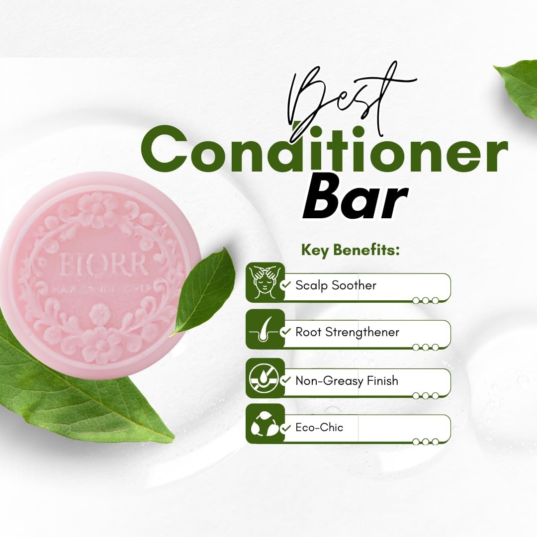 Anti-Dandruff Shampoo & Conditioner Bar Set with Neem & Tea Tree – Soothing Scalp Care for Flake Control & Hydration | 2 x 3.5 oz Bars | BIORR Luxe Collection | Vegan, Plastic-Free, Unisex - Image 4