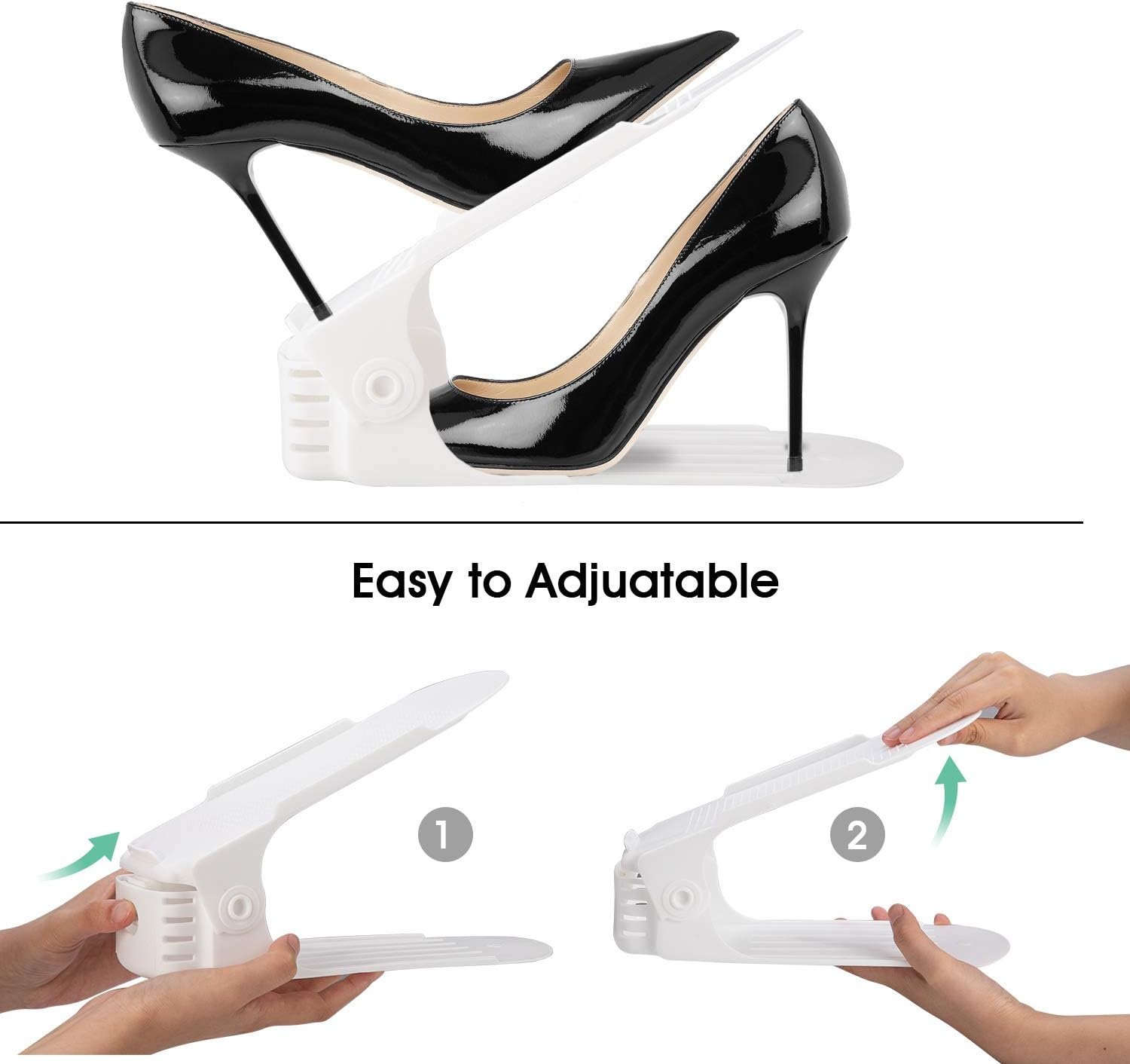 Neprock Shoe Slots Organizer, Adjustable Shoe Rack Stacker Storage Space Saver, Double Deck Shoe Rack Holder for Closet Organization (20-Pack)(White) - Image 5