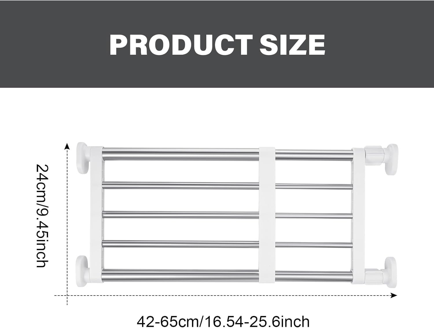 Geetery 4 Pcs Closet Tension Shelf Rod Metal Expandable Shelf Organizer Adjustable Closet Shelves Rack DIY Dividers Separators for Cabinet Storage Locker Clothes(16.54–23.62 Inch) - Image 4