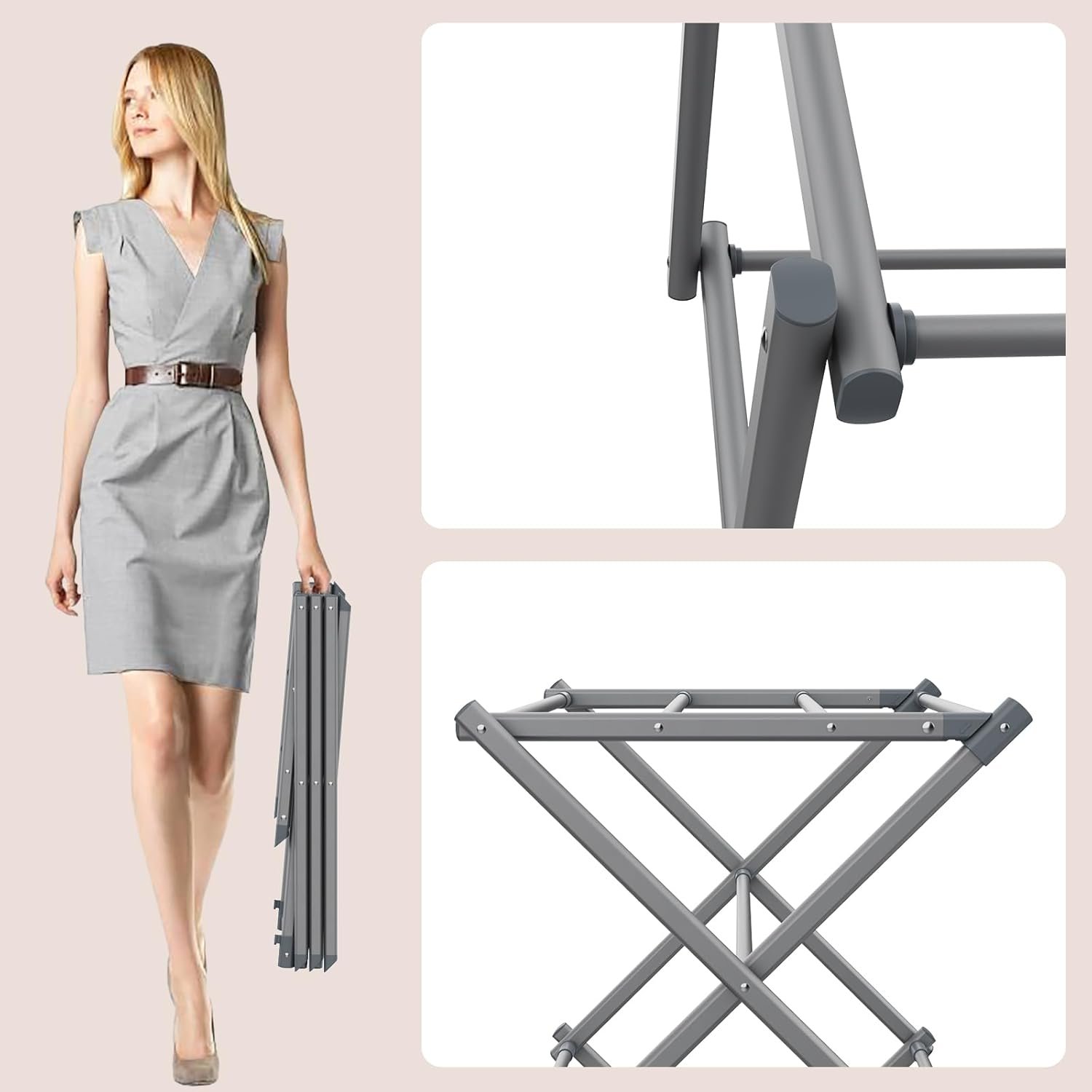 Drying Rack for Laundry, Foldable Clothes Drying Rack, Small Collapsible Dry Rack for Clothes, Use for Indoor & Outdoor Drying Clothes, 40"x29"x14.5" (Grey) - Image 3