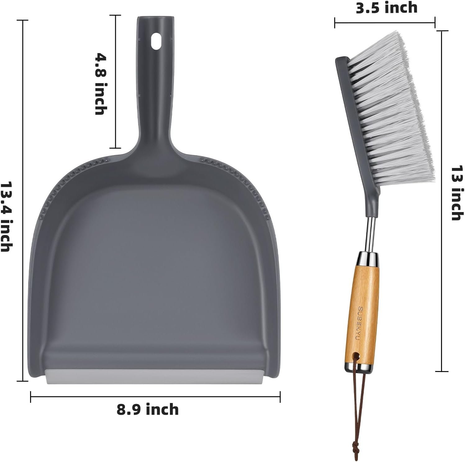 SUBEKYU Dustpan and Brush Set with Stainless Steel Handle, Hand Mini Broom and Dustpan Set, Small Broom and Dustpan Set for Kitchen/Desktops/Bedroom, Dark Gray, 1 Set - Image 4