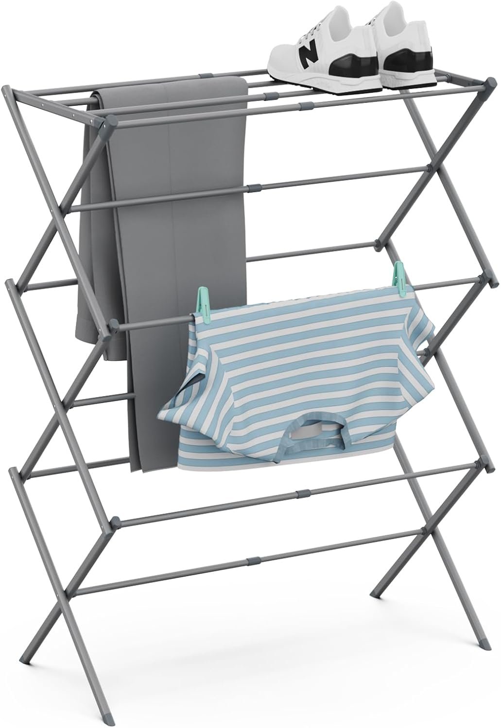 Drying Rack for Laundry, Foldable Clothes Drying Rack, Small Collapsible Dry Rack for Clothes, Use for Indoor & Outdoor Drying Clothes, 40"x29"x14.5" (Grey) - Image 2