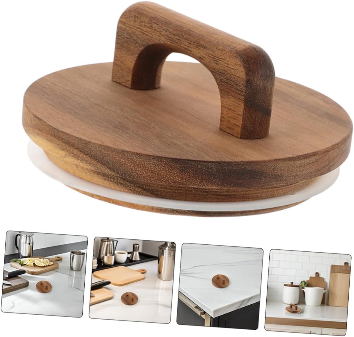 Zerodeko 2pcs Wooden Jar Lids with Silicone Seal Airtight Food Storage Lids for Glass Jars Acacia Wood with Handle for Crafts Kitchen Organization - Image 8