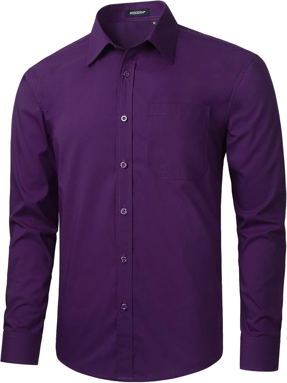 HISDERN Mens Dress Shirts Long Sleeve Button Down Shirts for Men Casual Solid Formal Business Regular Fit Shirt with Pocket - Image 2