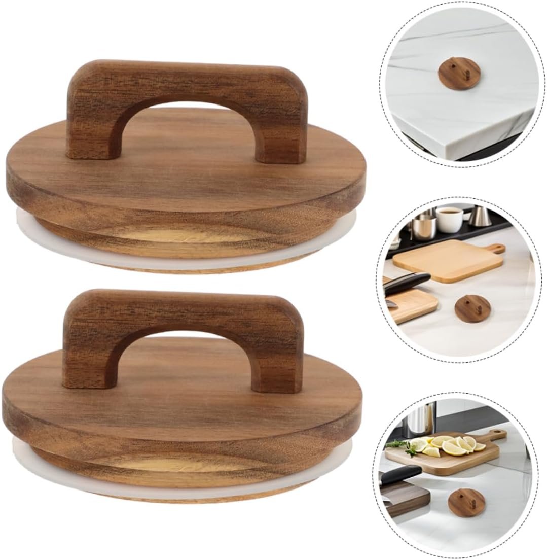 Zerodeko 2pcs Wooden Jar Lids with Silicone Seal Airtight Food Storage Lids for Glass Jars Acacia Wood with Handle for Crafts Kitchen Organization - Image 10