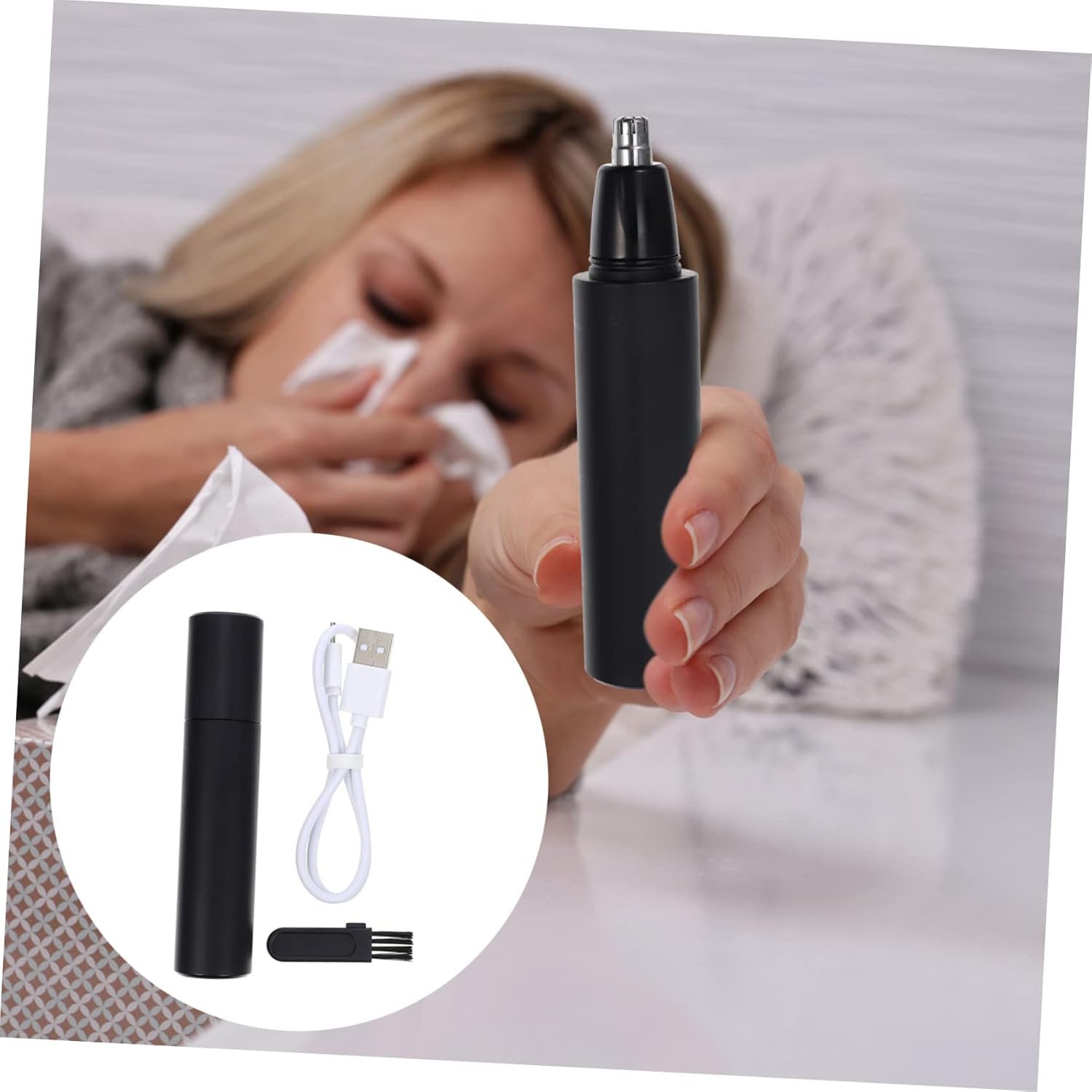 1Pc USB Rechargeable Nose Hair Trimmer Vibrissa Clipper for Men and Women Ergonomic Design Skin Friendly Lightweight Personal Care Device for Travel - Image 4