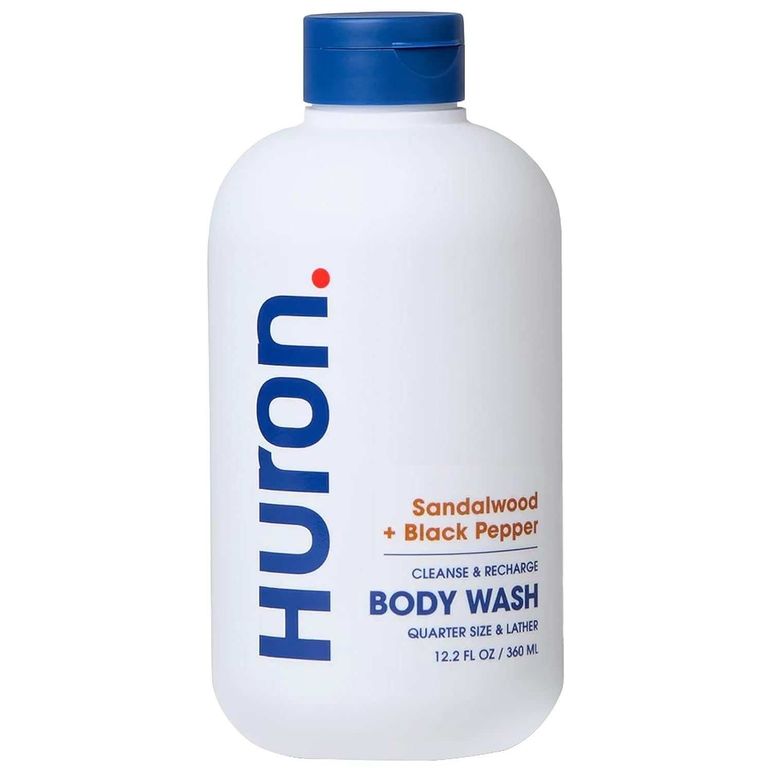 Huron Men’s Moisturizing Body Wash - Clean & Woody Scent of Sandalwood, Black Pepper, Cedarwood, & Amber - Made With Coconut Oil, Vitamin E & Witch Hazel - Vegan, Cruelty-Free - 12.2 fl oz - Image 2