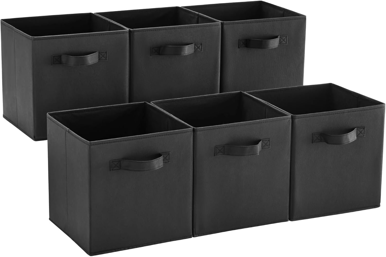 MAX Houser Fabric Cloth Storage Bins,Foldable Storage Cubes Organizer Baskets with Dual Handles for Home Bedroom Storage,Set of 6(Black) - Image 2