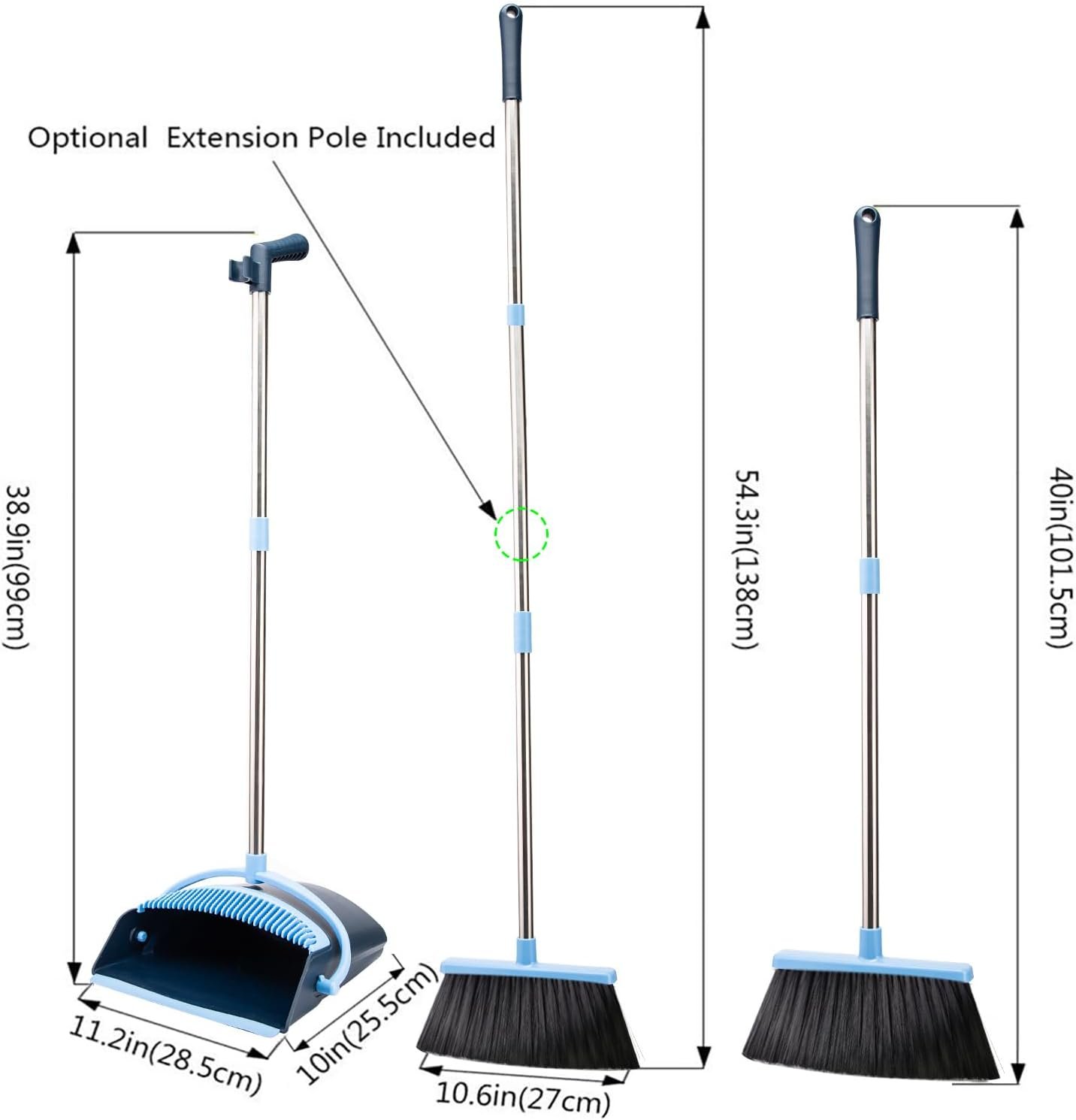 Broom and Dustpan Set for Home 2025 Indoor Outdoor Broom with Dustpan Combo Set Upright Dust Pans with Long Handle Angle Broom for Kids Garden Pet Hair Lobby Wood Floor Kitchen - Image 6