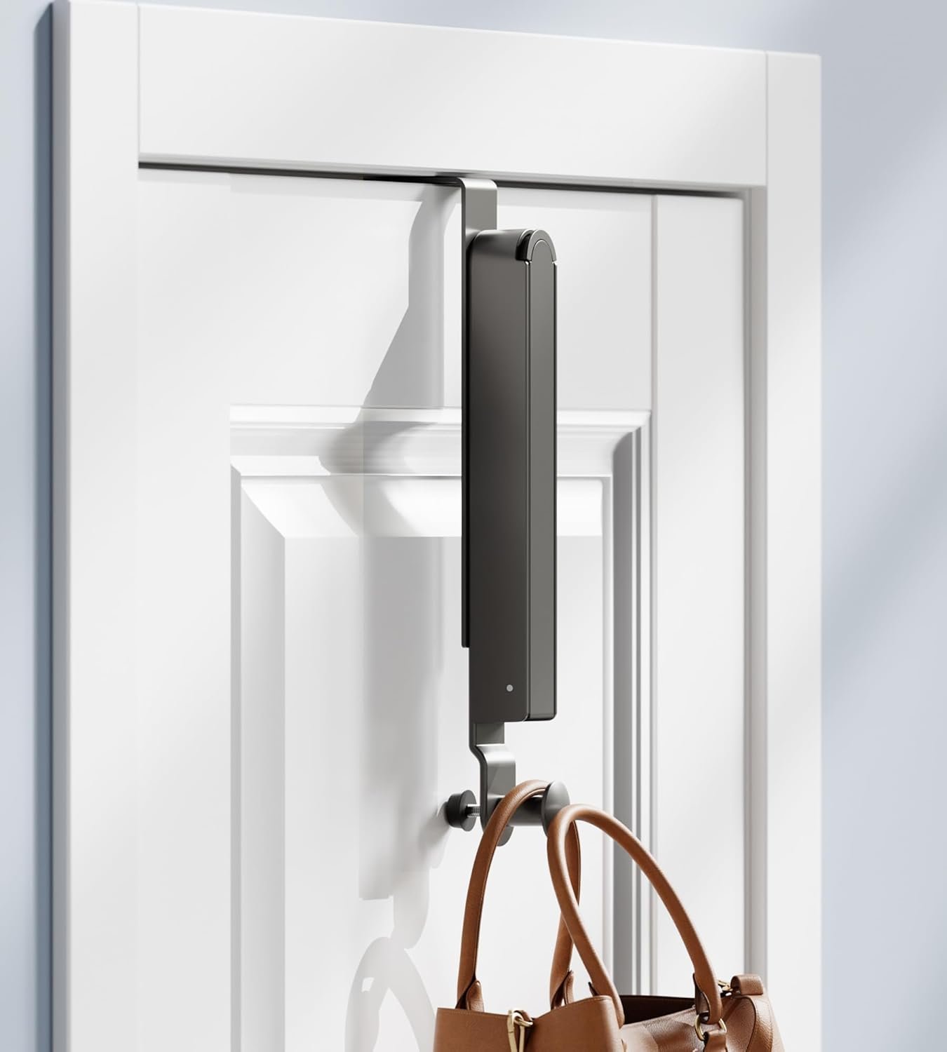 KitchLife Over Door Drying Rack, Foldable Hook Portable Space Saving Hanger for 1 3/8" Doors for Laundry Bathroom Bedroom Clothes Coat Towel Rack, Travel & Home Use, Space Grey - Image 9