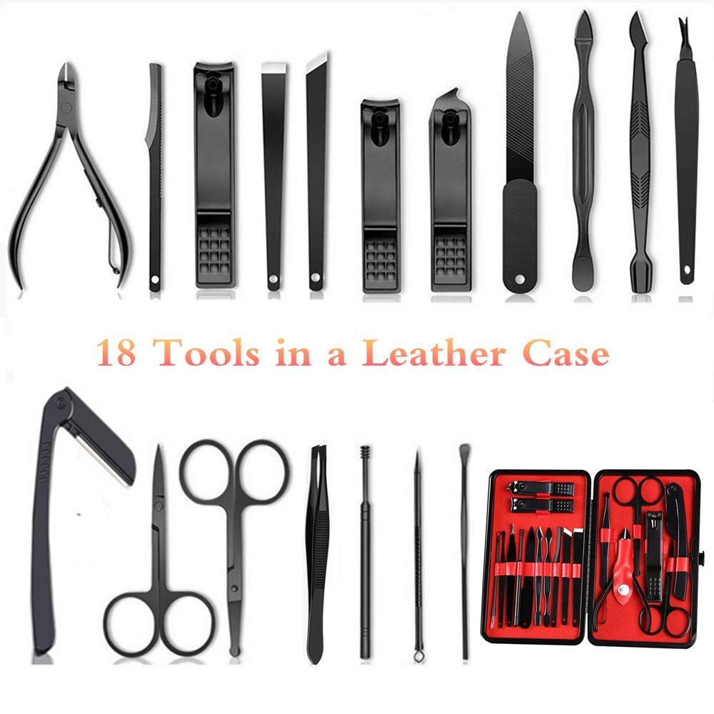 Manicure Set Men, Manicure Set Professional 18 Pcs Mens Grooming Kits Aceoce Stainless Steel Nail Care Tools with Luxurious Travel Case Pedicure Kit Gifts - Image 7