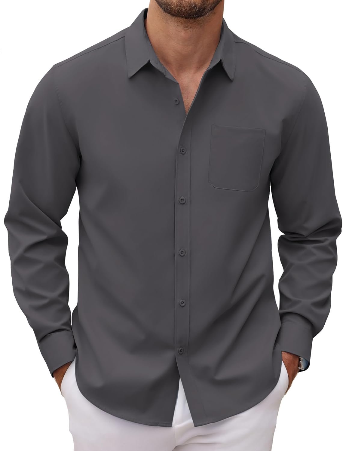 COOFANDY Men's Long Sleeve Button Down Dress Shirts Casual Business Casual Shirt Wrinkle Free Untucked Shirts - Image 2